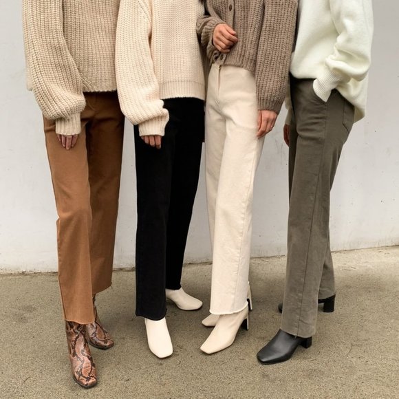 OAK + FORT | Wide Leg Twill Pant 4218 Brown Small - Picture 3 of 7